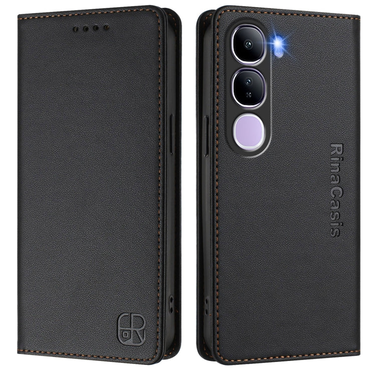 For vivo V40 Lite 5G IDN RC01 Dual-Folded Magnetic Suction RFID Leather Phone Case
