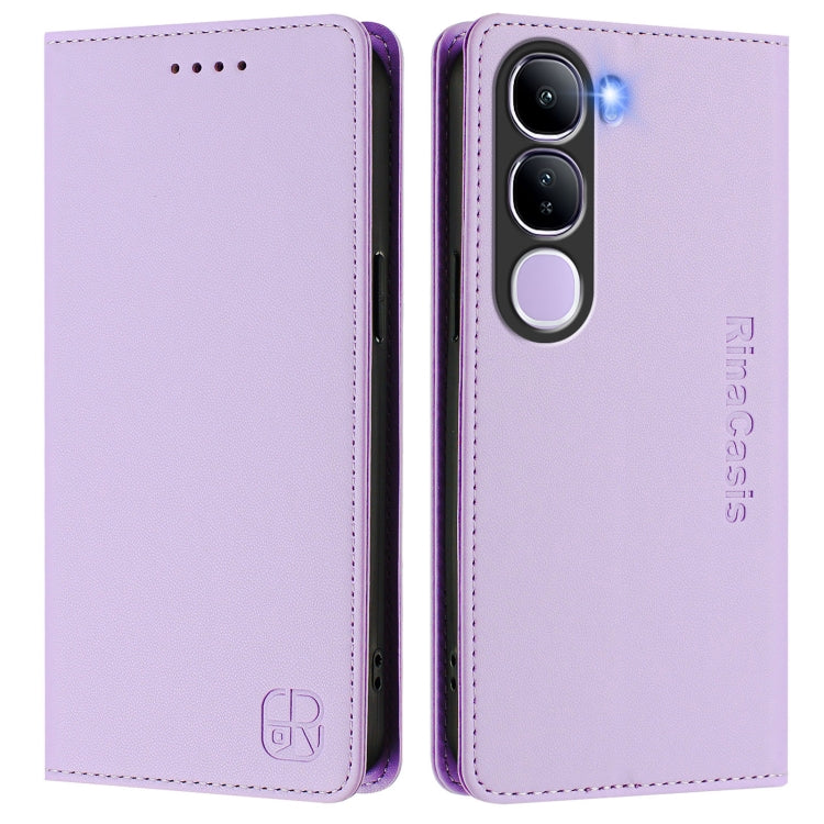 For vivo V40 Lite 5G IDN RC01 Dual-Folded Magnetic Suction RFID Leather Phone Case