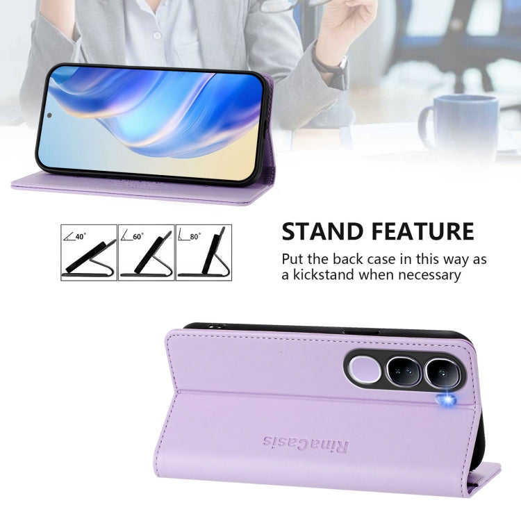 For vivo V40 Lite 5G IDN RC01 Dual-Folded Magnetic Suction RFID Leather Phone Case