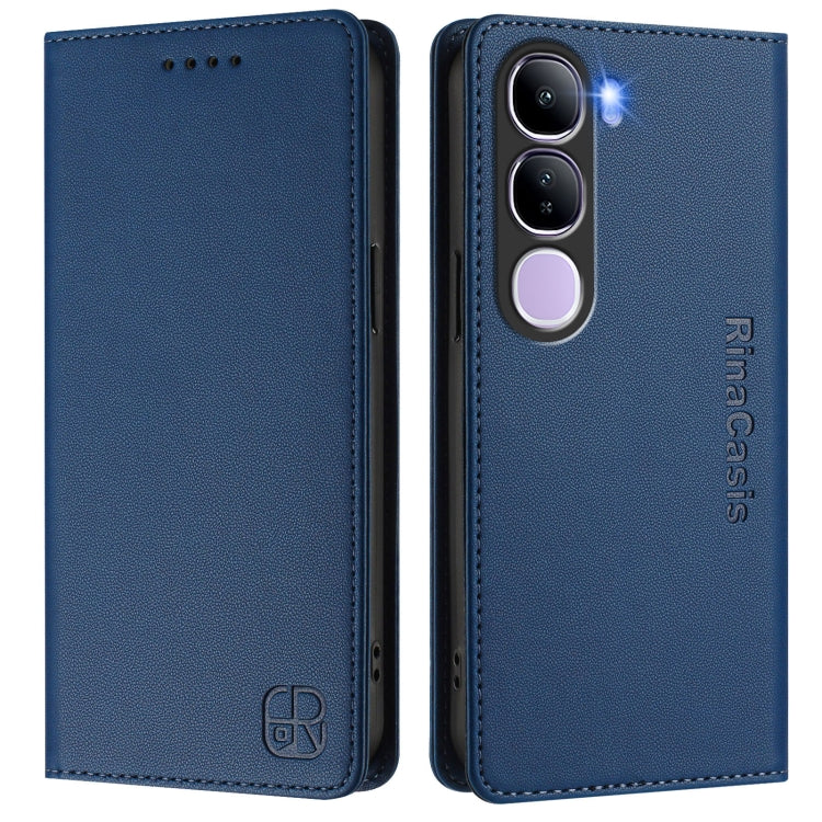 For vivo V40 Lite 5G IDN RC01 Dual-Folded Magnetic Suction RFID Leather Phone Case