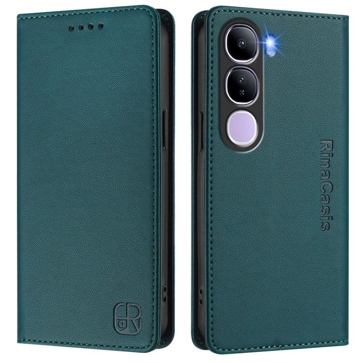 For vivo V40 Lite 5G IDN RC01 Dual-Folded Magnetic Suction RFID Leather Phone Case