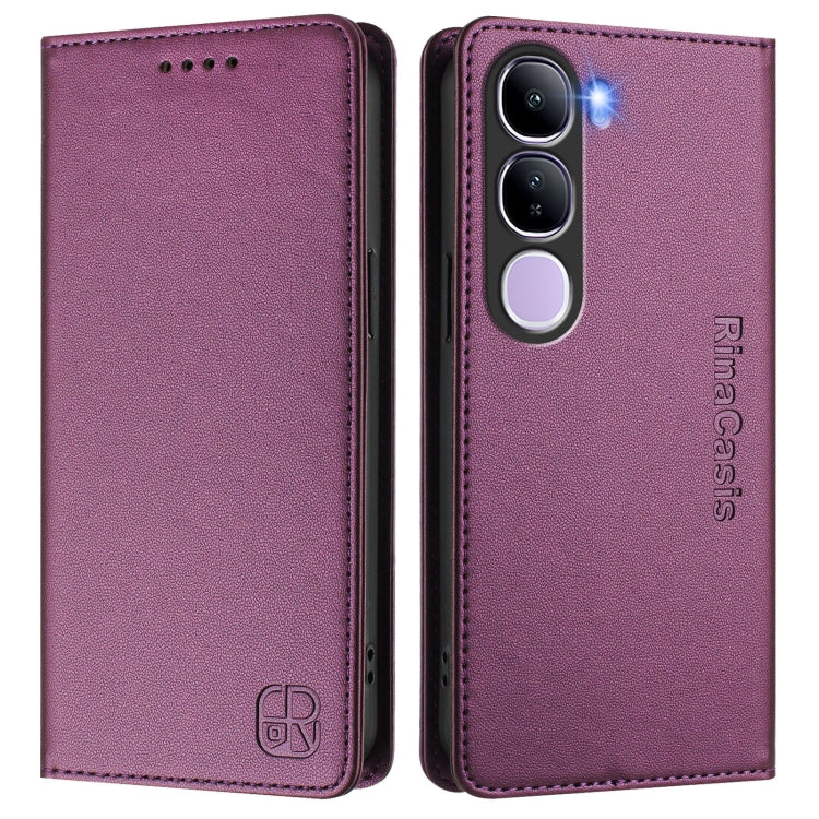 For vivo V40 Lite 5G IDN RC01 Dual-Folded Magnetic Suction RFID Leather Phone Case