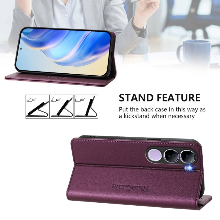 For vivo V40 Lite 5G IDN RC01 Dual-Folded Magnetic Suction RFID Leather Phone Case