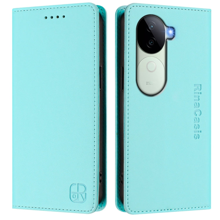 For vivo V40e 5G India / iQOO Z9s 5G RC01 Dual-Folded Magnetic Suction RFID Leather Phone Case