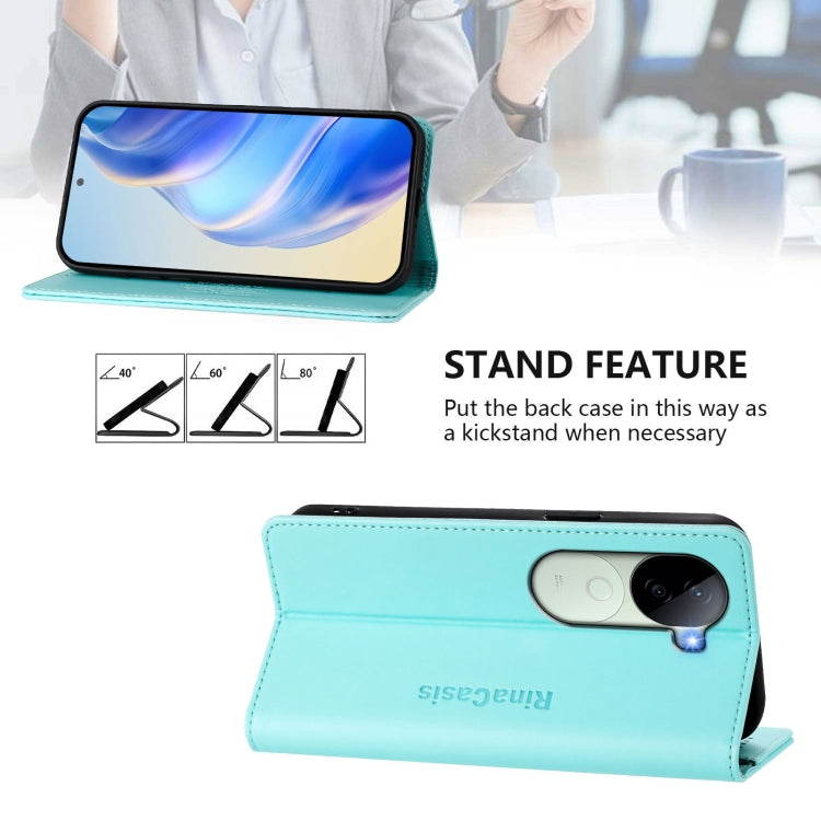 For vivo V40e 5G India / iQOO Z9s 5G RC01 Dual-Folded Magnetic Suction RFID Leather Phone Case