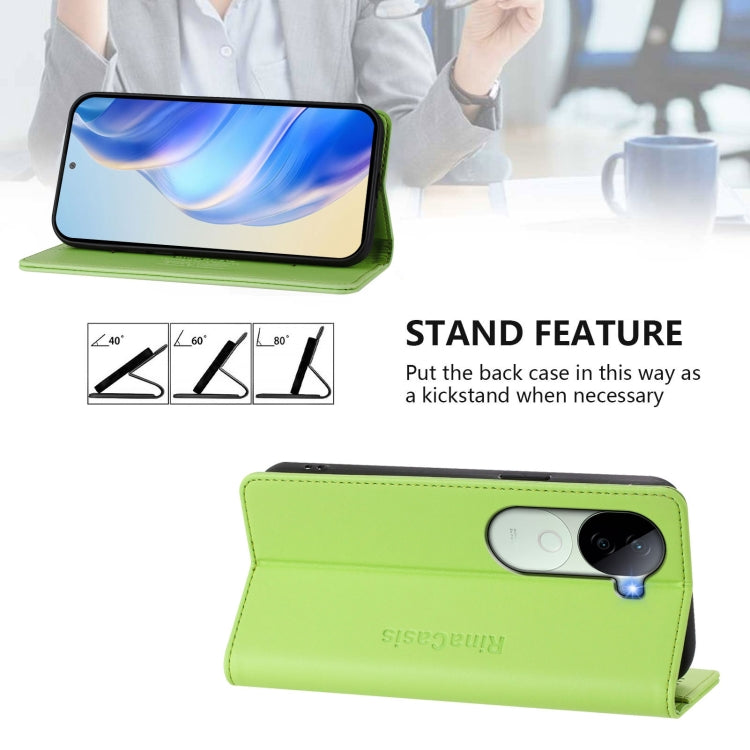 For vivo V40e 5G India / iQOO Z9s 5G RC01 Dual-Folded Magnetic Suction RFID Leather Phone Case