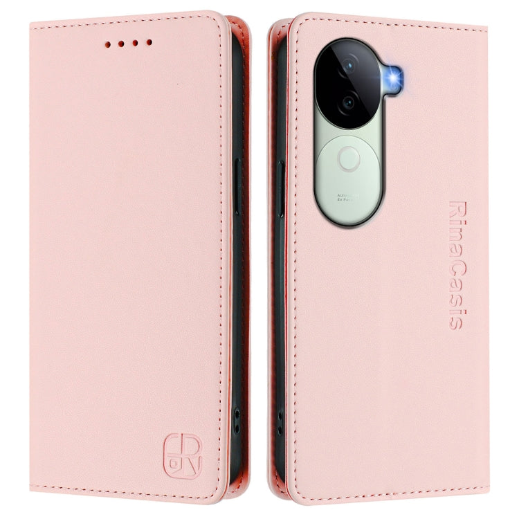 For vivo V40e 5G India / iQOO Z9s 5G RC01 Dual-Folded Magnetic Suction RFID Leather Phone Case