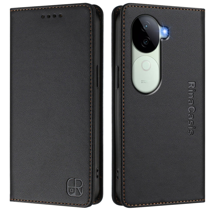 For vivo V40e 5G India / iQOO Z9s 5G RC01 Dual-Folded Magnetic Suction RFID Leather Phone Case
