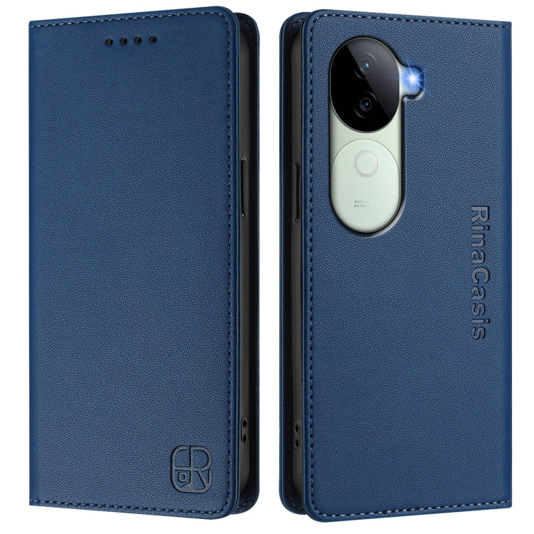 For vivo V40e 5G India / iQOO Z9s 5G RC01 Dual-Folded Magnetic Suction RFID Leather Phone Case