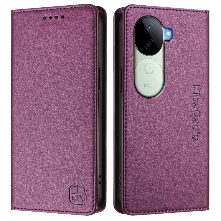 For vivo V40e 5G India / iQOO Z9s 5G RC01 Dual-Folded Magnetic Suction RFID Leather Phone Case