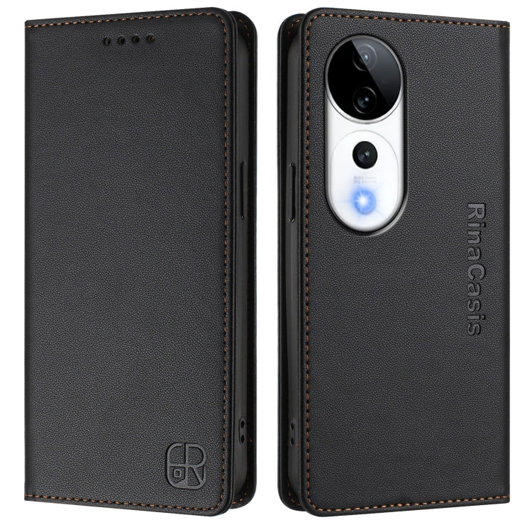For vivo V40 5G / V40 Pro 5G Global RC01 Dual-Folded Magnetic Suction RFID Leather Phone Case