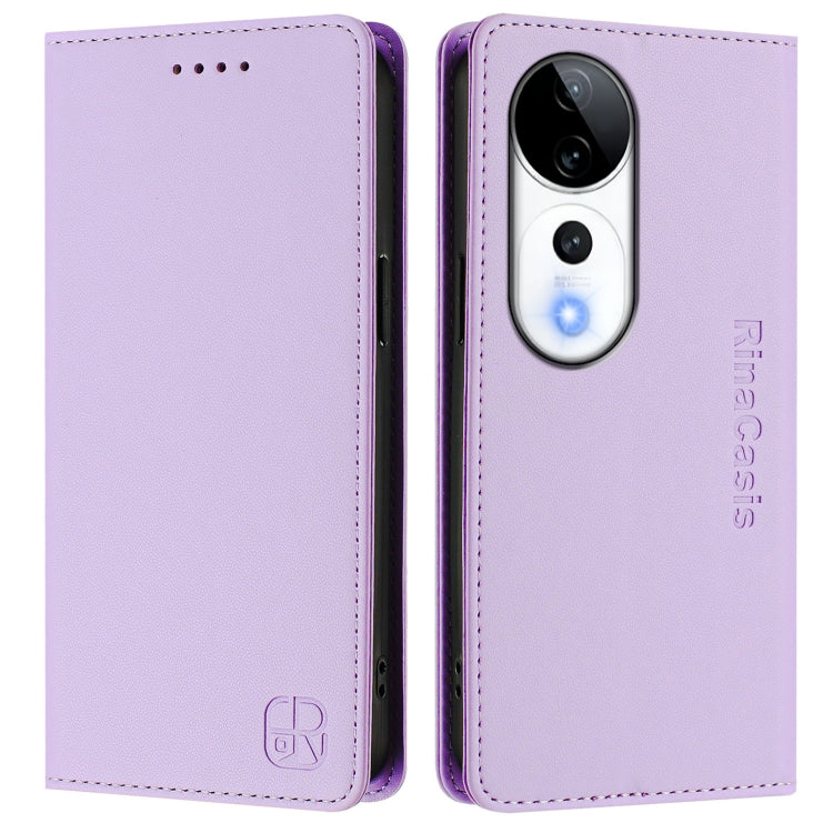 For vivo V40 5G / V40 Pro 5G Global RC01 Dual-Folded Magnetic Suction RFID Leather Phone Case