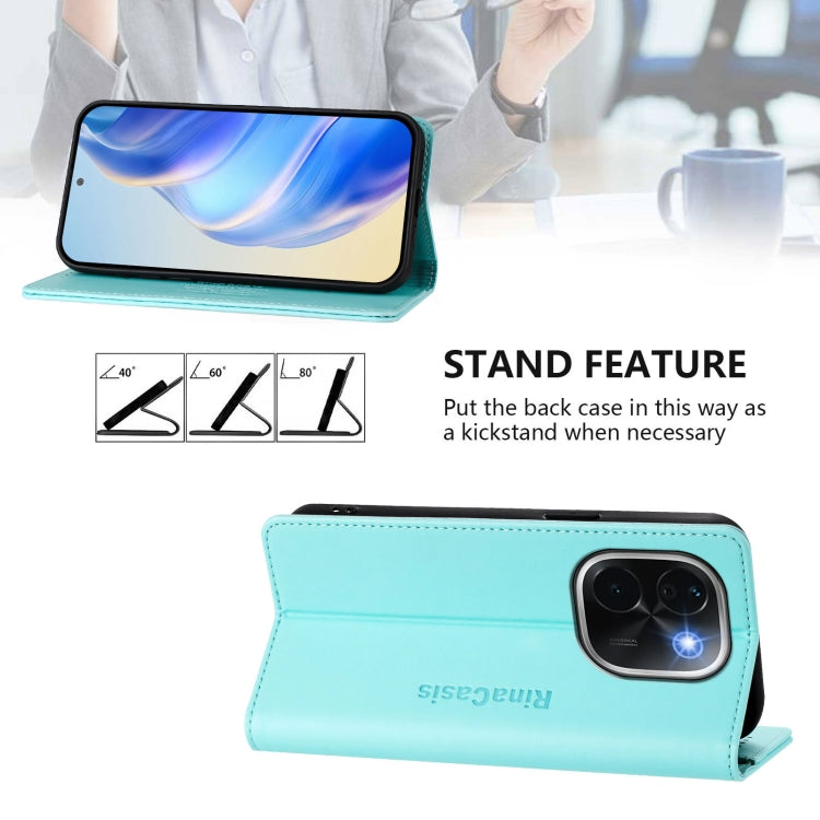 For vivo iQOO Z9s Pro / T3 Pro India RC01 Dual-Folded Magnetic Suction RFID Leather Phone Case