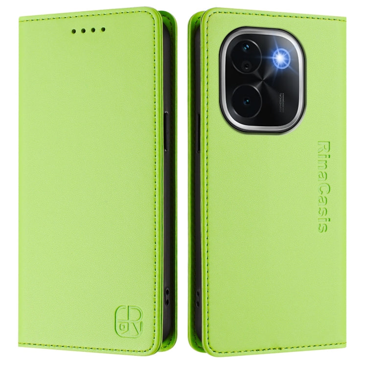 For vivo iQOO Z9s Pro / T3 Pro India RC01 Dual-Folded Magnetic Suction RFID Leather Phone Case