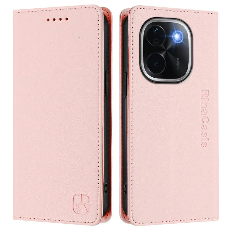 For vivo iQOO Z9s Pro / T3 Pro India RC01 Dual-Folded Magnetic Suction RFID Leather Phone Case