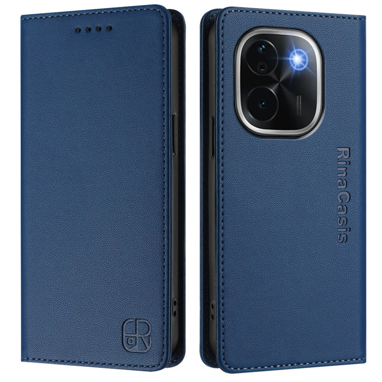 For vivo iQOO Z9s Pro / T3 Pro India RC01 Dual-Folded Magnetic Suction RFID Leather Phone Case