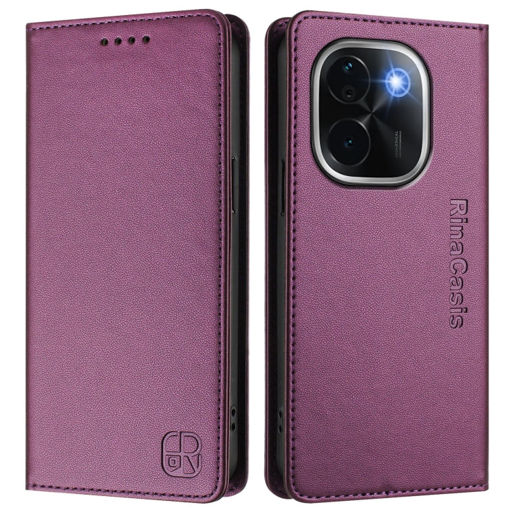 For vivo iQOO Z9s Pro / T3 Pro India RC01 Dual-Folded Magnetic Suction RFID Leather Phone Case
