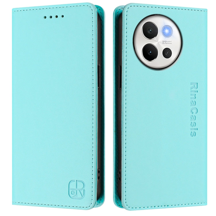 For vivo V40 Lite 5G / V30e 5G Global RC01 Dual-Folded Magnetic Suction RFID Leather Phone Case