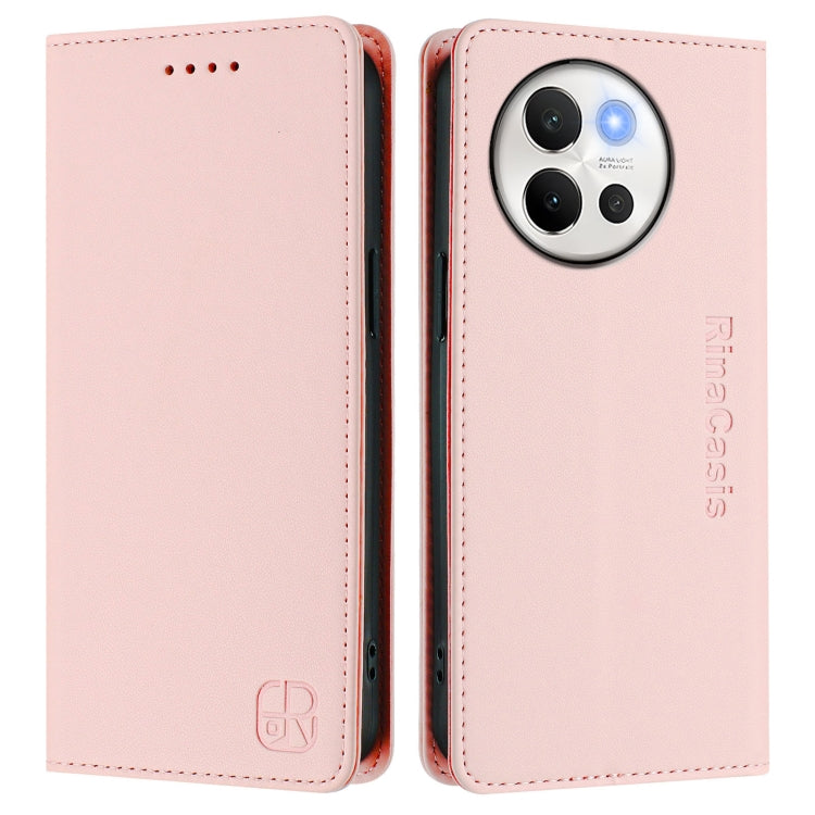 For vivo V40 Lite 5G / V30e 5G Global RC01 Dual-Folded Magnetic Suction RFID Leather Phone Case