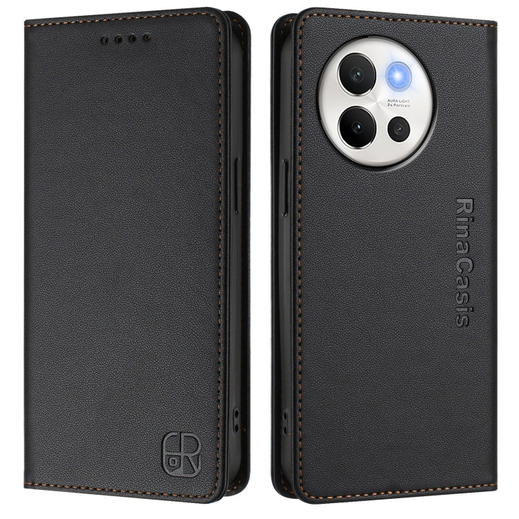 For vivo V40 Lite 5G / V30e 5G Global RC01 Dual-Folded Magnetic Suction RFID Leather Phone Case