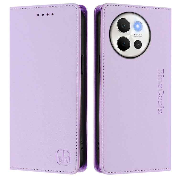 For vivo V40 Lite 5G / V30e 5G Global RC01 Dual-Folded Magnetic Suction RFID Leather Phone Case