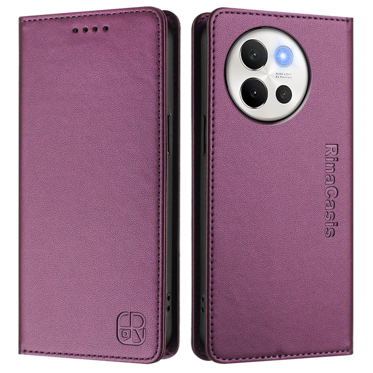 For vivo V40 Lite 5G / V30e 5G Global RC01 Dual-Folded Magnetic Suction RFID Leather Phone Case
