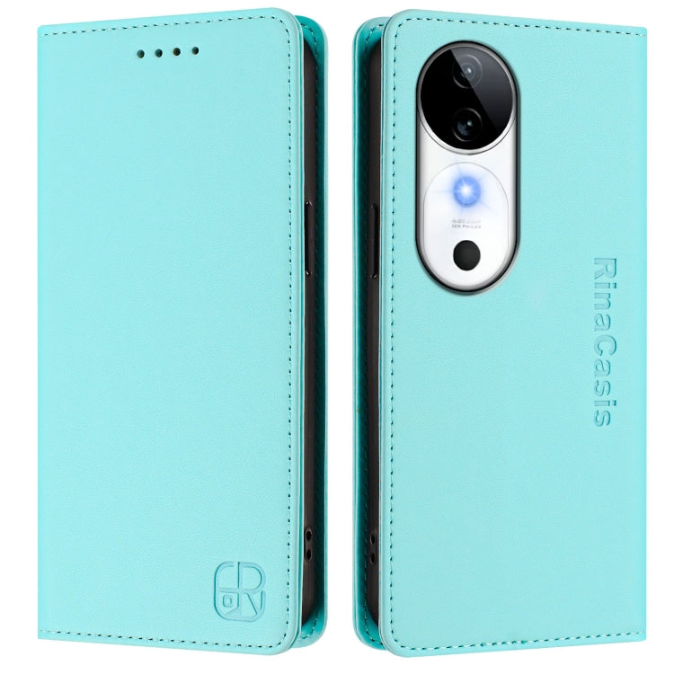 For vivo S19 RC01 Dual-Folded Magnetic Suction RFID Leather Phone Case