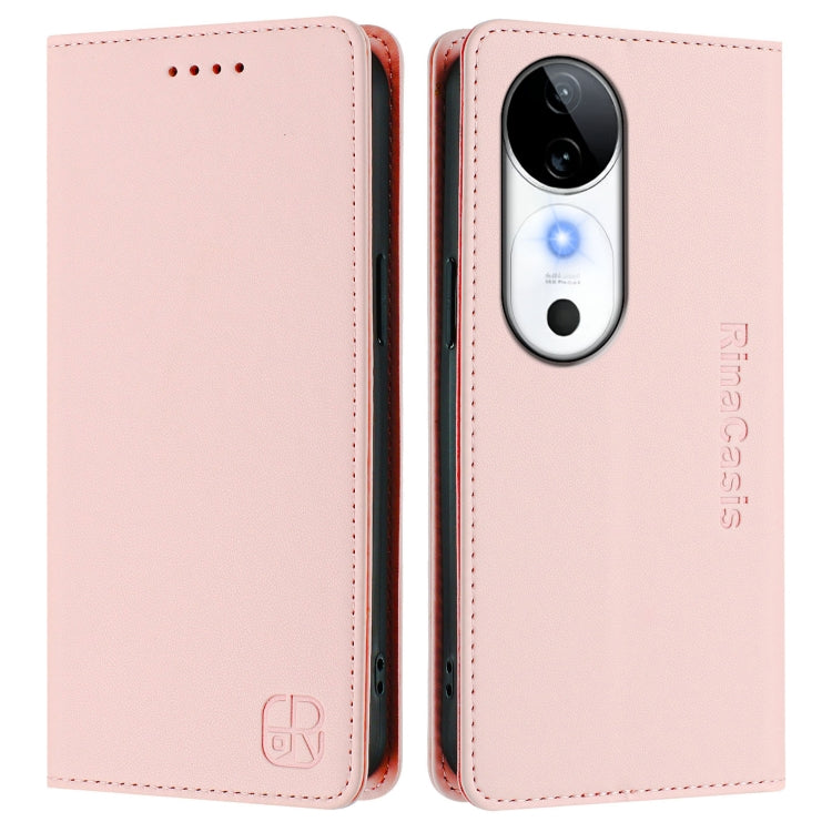 For vivo S19 RC01 Dual-Folded Magnetic Suction RFID Leather Phone Case