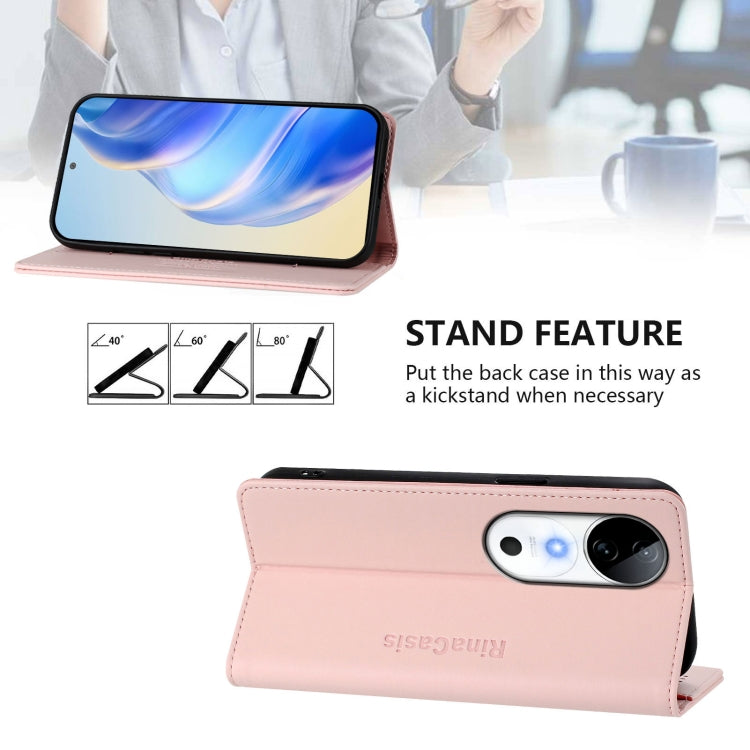 For vivo S19 RC01 Dual-Folded Magnetic Suction RFID Leather Phone Case