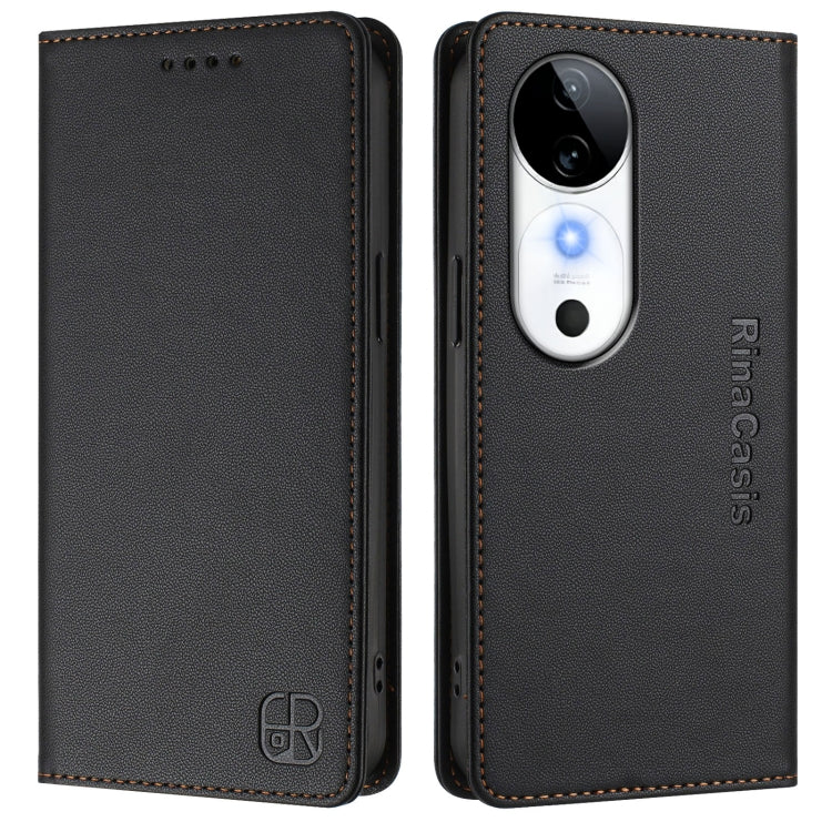 For vivo S19 RC01 Dual-Folded Magnetic Suction RFID Leather Phone Case