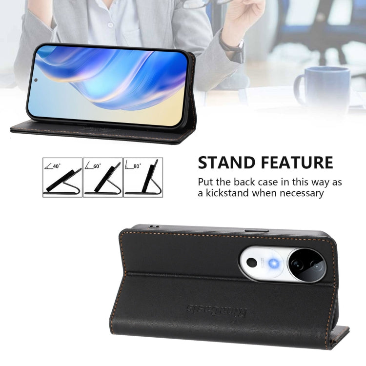 For vivo S19 RC01 Dual-Folded Magnetic Suction RFID Leather Phone Case