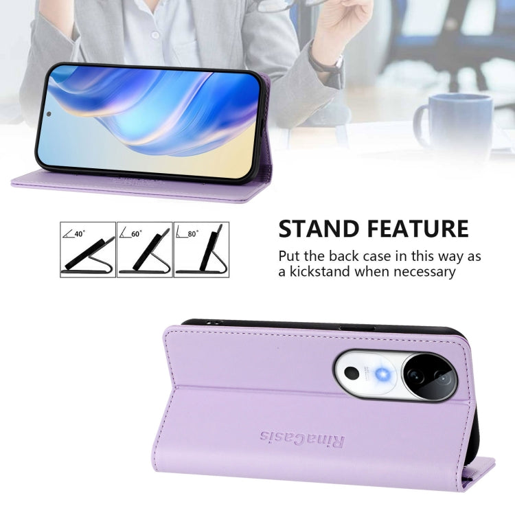 For vivo S19 RC01 Dual-Folded Magnetic Suction RFID Leather Phone Case