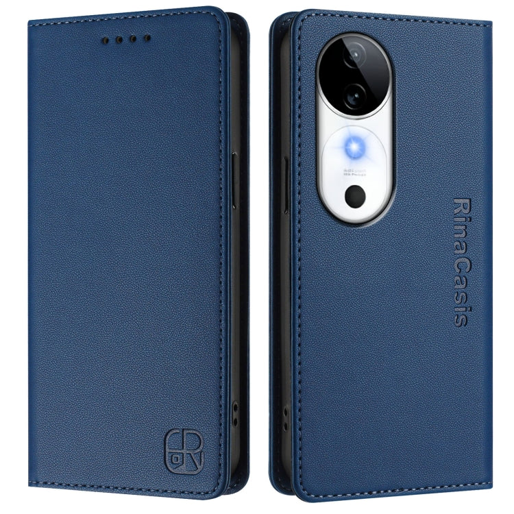 For vivo S19 RC01 Dual-Folded Magnetic Suction RFID Leather Phone Case