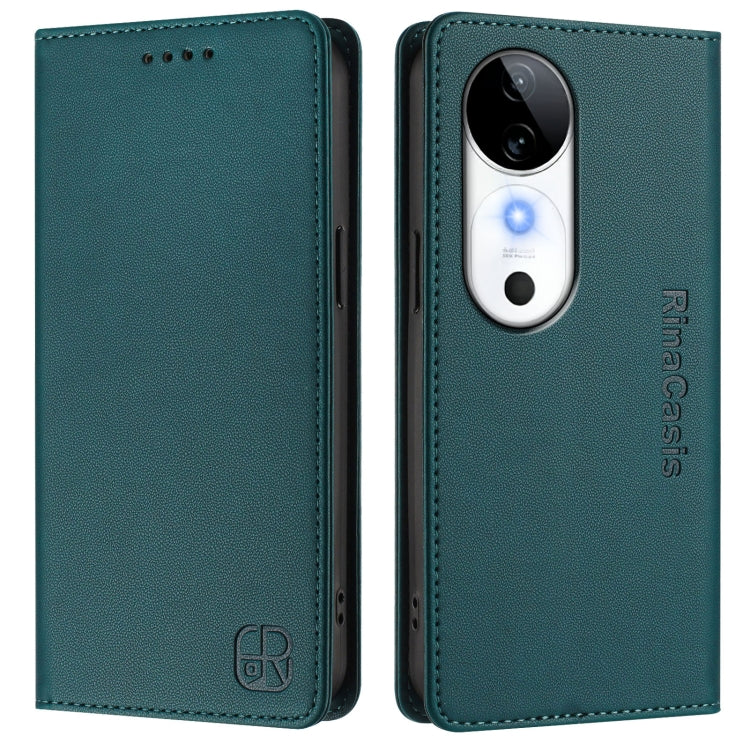 For vivo S19 RC01 Dual-Folded Magnetic Suction RFID Leather Phone Case