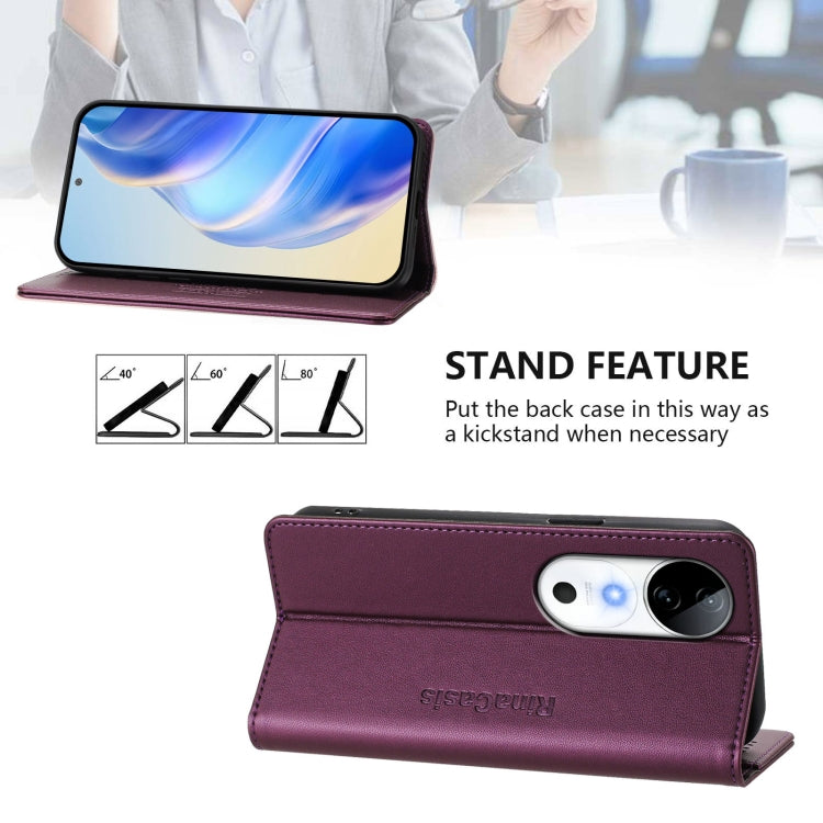 For vivo S19 RC01 Dual-Folded Magnetic Suction RFID Leather Phone Case