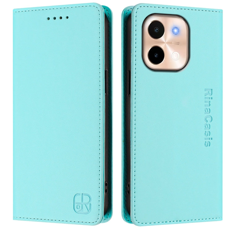 For vivo Y28 4G RC01 Dual-Folded Magnetic Suction RFID Leather Phone Case