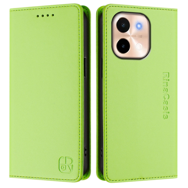 For vivo Y28 4G RC01 Dual-Folded Magnetic Suction RFID Leather Phone Case