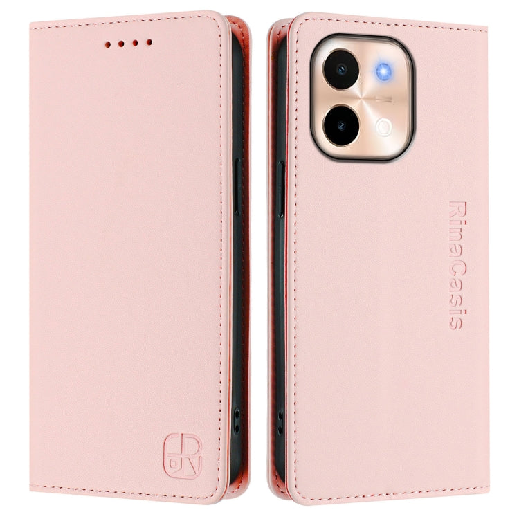 For vivo Y28 4G RC01 Dual-Folded Magnetic Suction RFID Leather Phone Case
