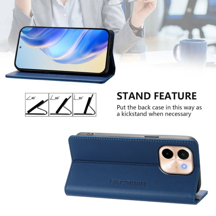 For vivo Y28 4G RC01 Dual-Folded Magnetic Suction RFID Leather Phone Case