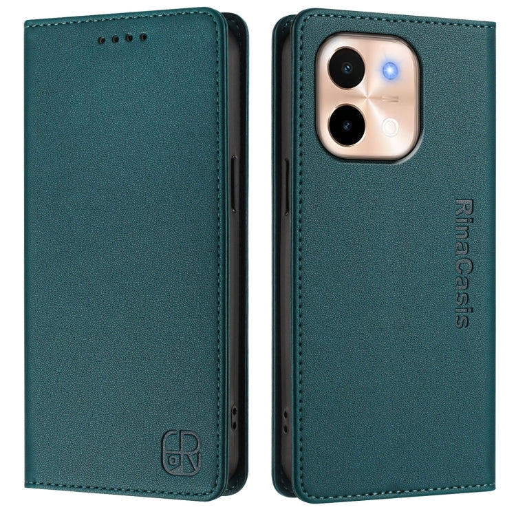 For vivo Y28 4G RC01 Dual-Folded Magnetic Suction RFID Leather Phone Case