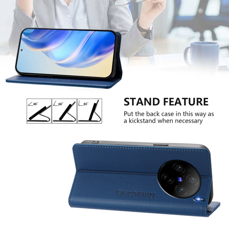 For vivo X100s 5G RC01 Dual-Folded Magnetic Suction RFID Leather Phone Case