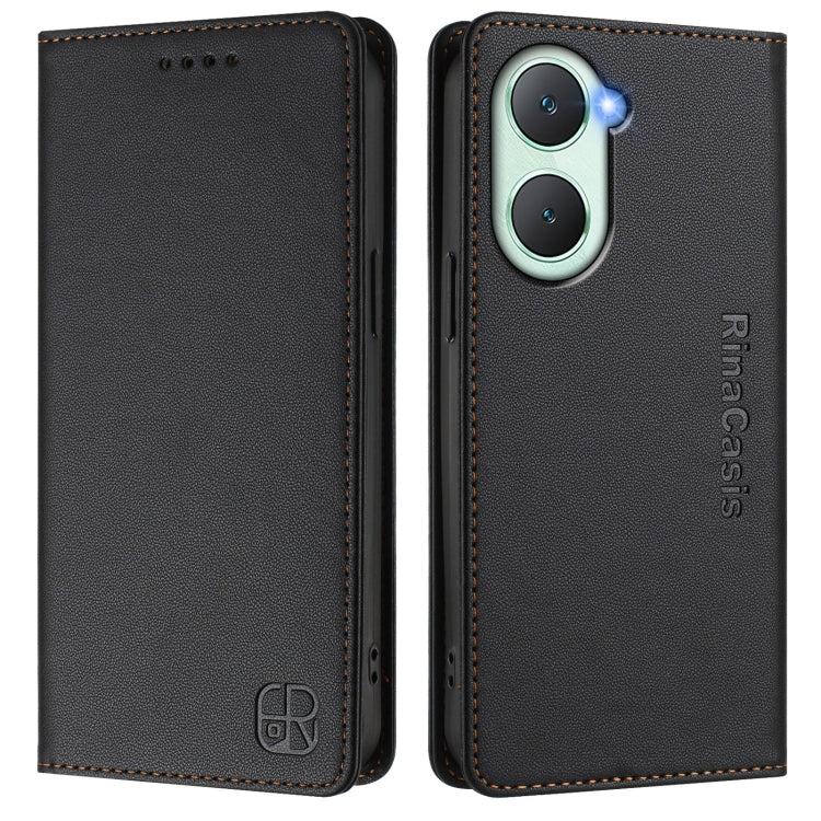 For vivo Y03 4G Global / Y18 4G RC01 Dual-Folded Magnetic Suction RFID Leather Phone Case