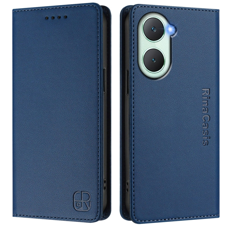 For vivo Y03 4G Global / Y18 4G RC01 Dual-Folded Magnetic Suction RFID Leather Phone Case
