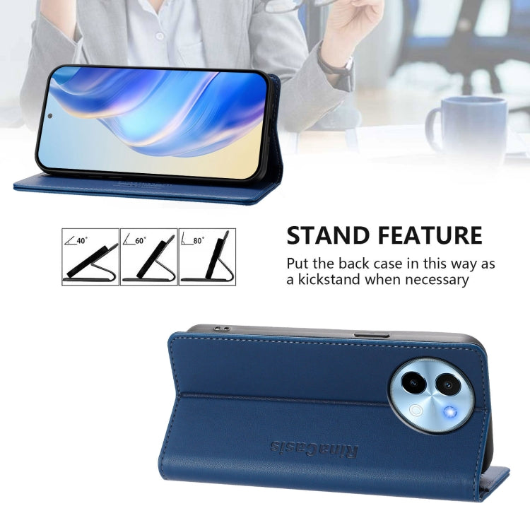 For vivo Y38 5G / Y200i / T3x Global RC01 Dual-Folded Magnetic Suction RFID Leather Phone Case