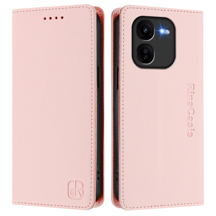 For vivo iQOO Z9x RC01 Dual-Folded Magnetic Suction RFID Leather Phone Case