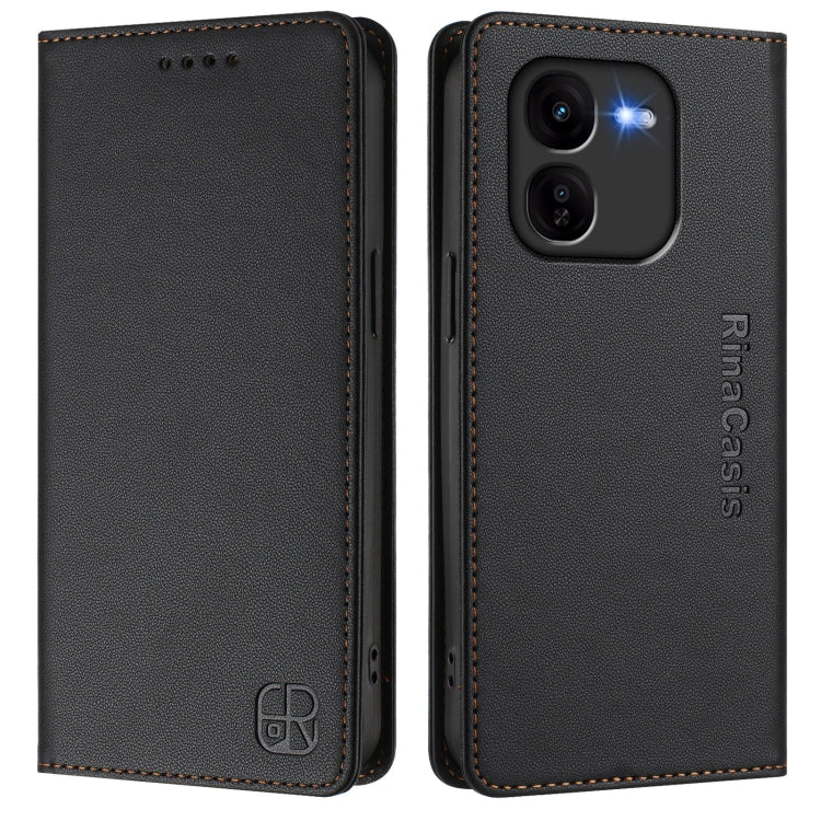 For vivo iQOO Z9x RC01 Dual-Folded Magnetic Suction RFID Leather Phone Case