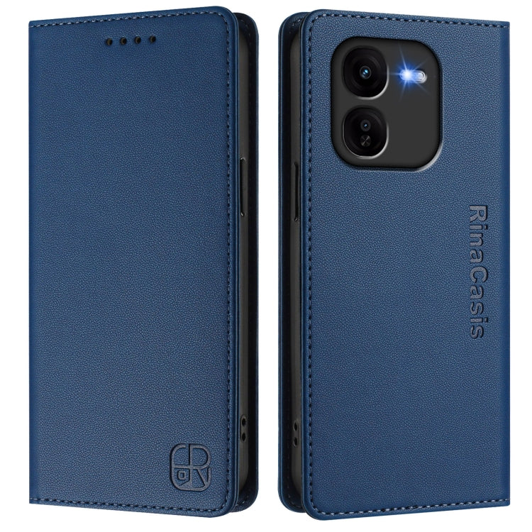For vivo iQOO Z9x RC01 Dual-Folded Magnetic Suction RFID Leather Phone Case