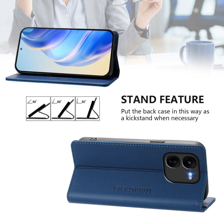 For vivo iQOO Z9x RC01 Dual-Folded Magnetic Suction RFID Leather Phone Case