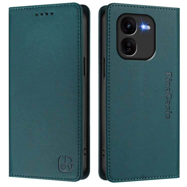 For vivo iQOO Z9x RC01 Dual-Folded Magnetic Suction RFID Leather Phone Case