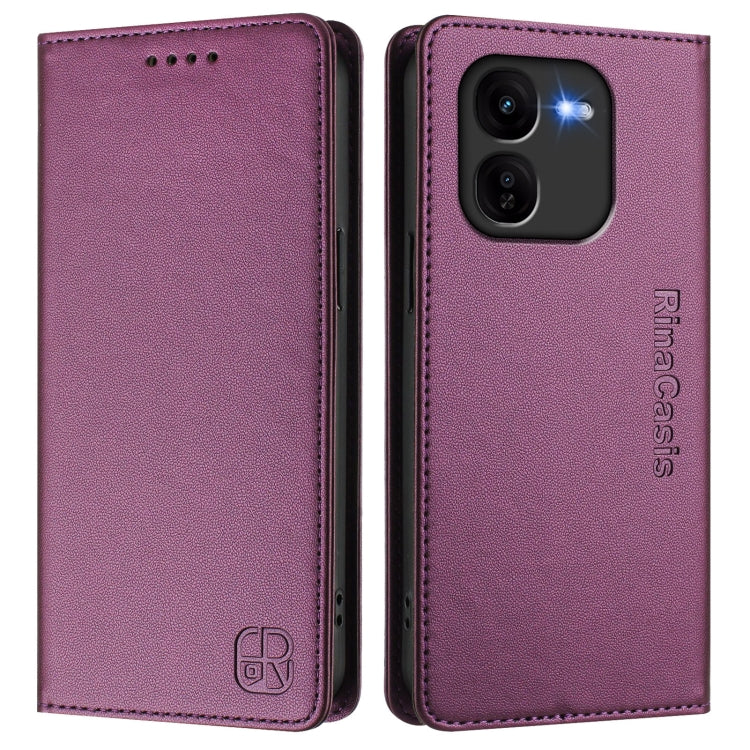 For vivo iQOO Z9x RC01 Dual-Folded Magnetic Suction RFID Leather Phone Case